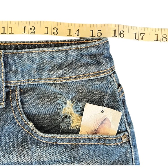 Jessica Simpson Adorn High Rise Distressed Denim Skirt  Size 28 - Picture 6 of 10